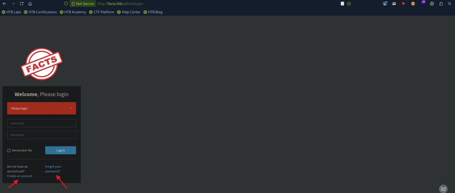 admin login