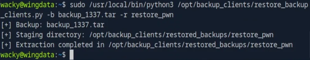 backup script output