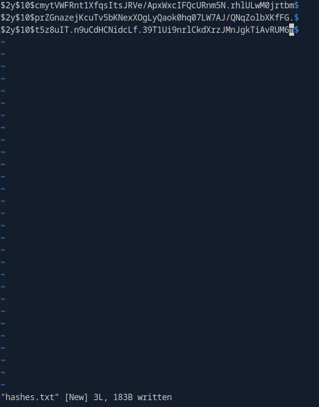Hashes in file