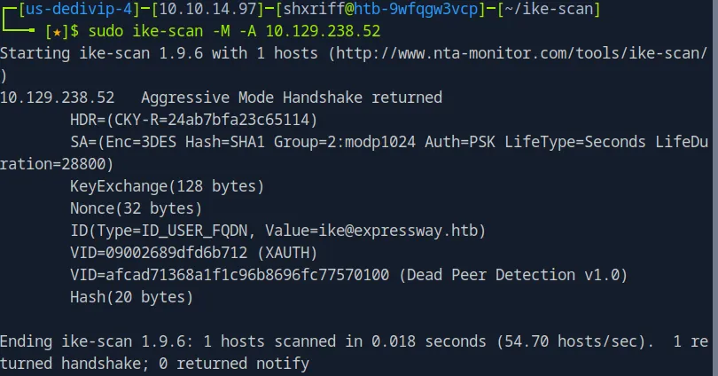 ike-scan aggressive mode output