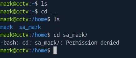 Mark's home directory, no user flag