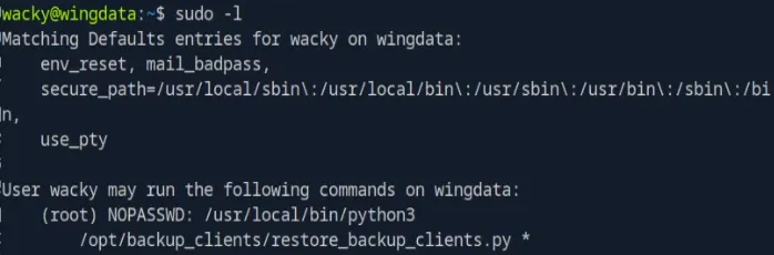 sudo -l output